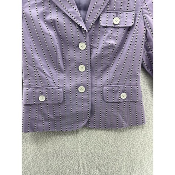 Ann Taylor LOFT Purple Stripe 3/4 Sleeve Button Front Blazer Jacket Size 6 - Picture 6 of 10